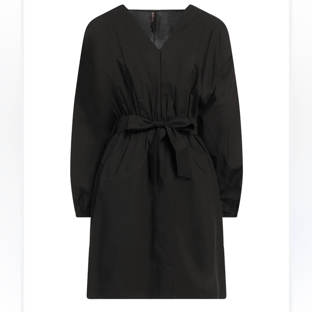 MANILA GRACE Black Tie Front V Neck‎ Midi Dress Size US 14